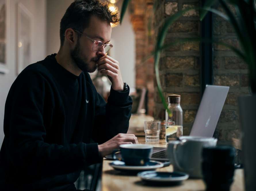 Man in Dilemma, Thinking, Processing
